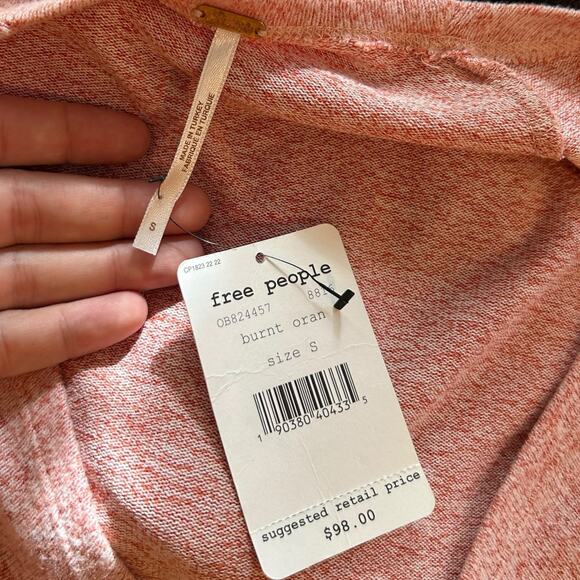 Free People Burnt Orange Knit Tie Front Sweater Dress Sz S Minimalist Indie Fall - Picture 6 of 16